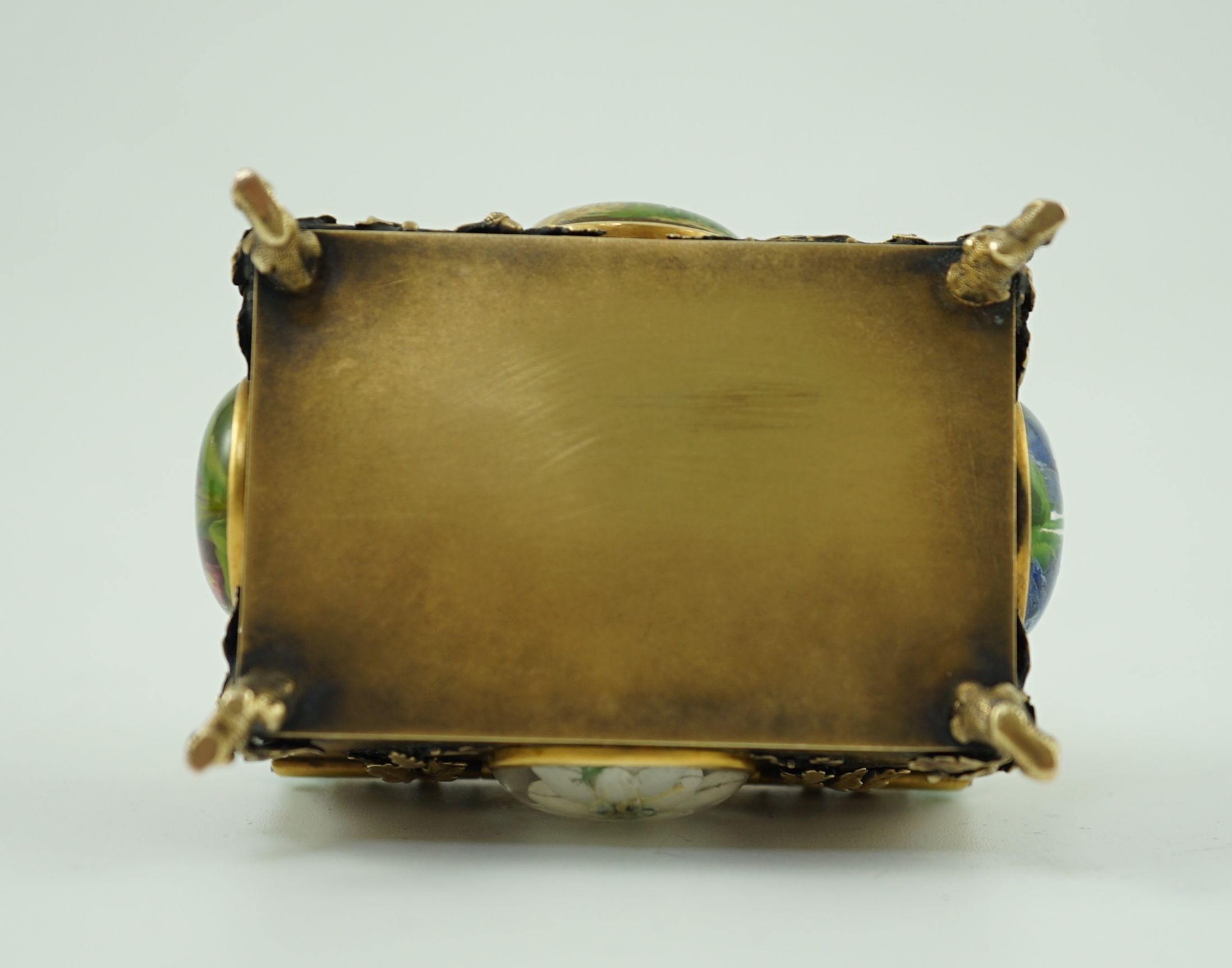 A late 19th/early 20th century Viennese gold, chrysoprase and Essex crystal set small trinket casket, by Josef Siess Sohne, (1895-1922)
